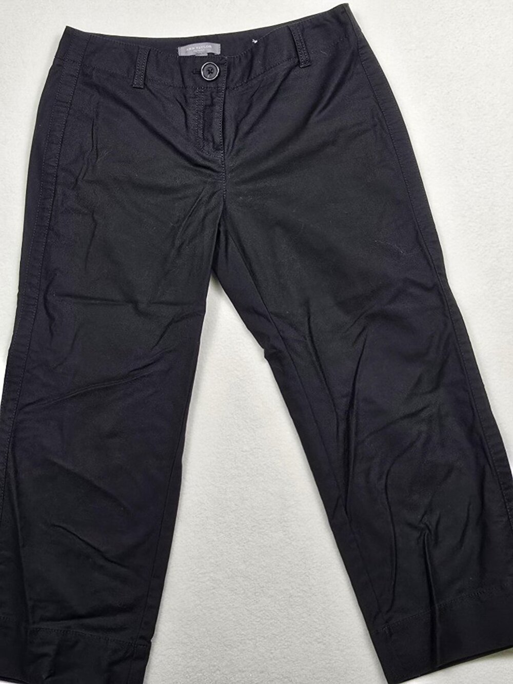 Ann Taylor Petite Womens Size 0P Black Cropped Pants Stretch Cotton Blend